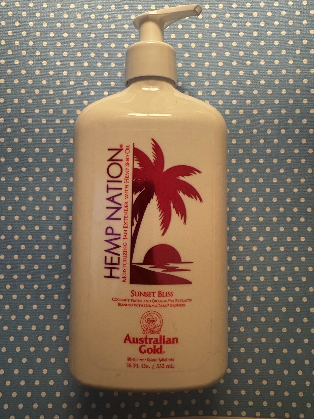 NIB Hemp Nation Sunset Bliss Tan Extender Lotion Australian Gold 18oz RARE